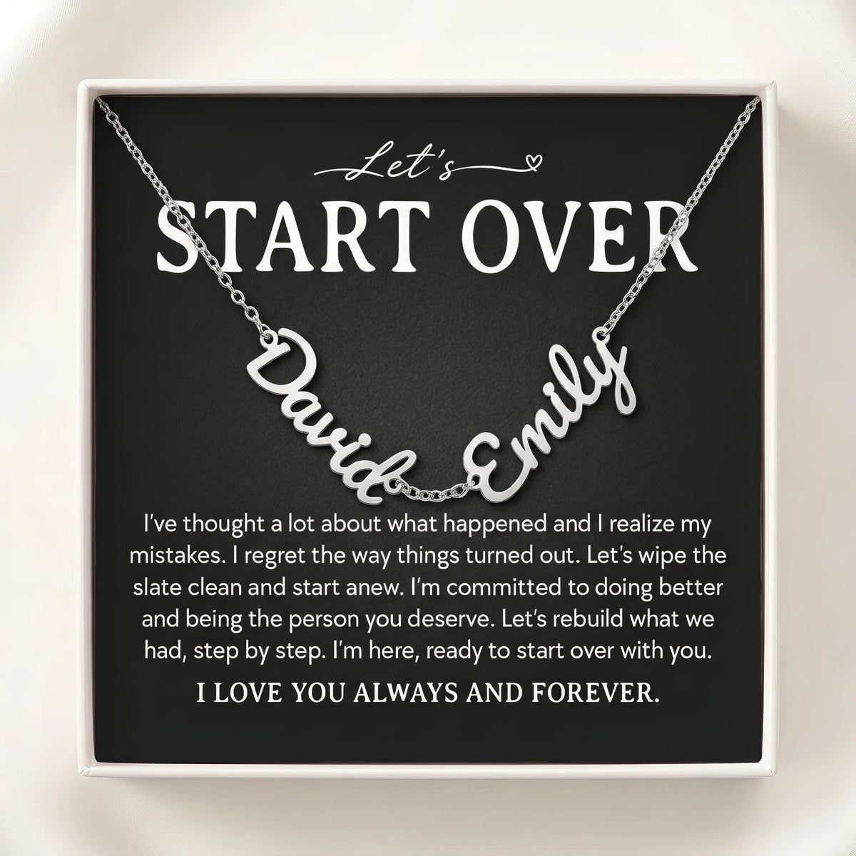 "Let's Start Over" Personalized Two Name Necklace – Say Sorry in a Way She'll Never Forget - The Love Sparkle
