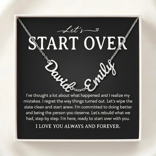 "Let's Start Over" Personalized Two Name Necklace – Say Sorry in a Way She'll Never Forget - The Love Sparkle