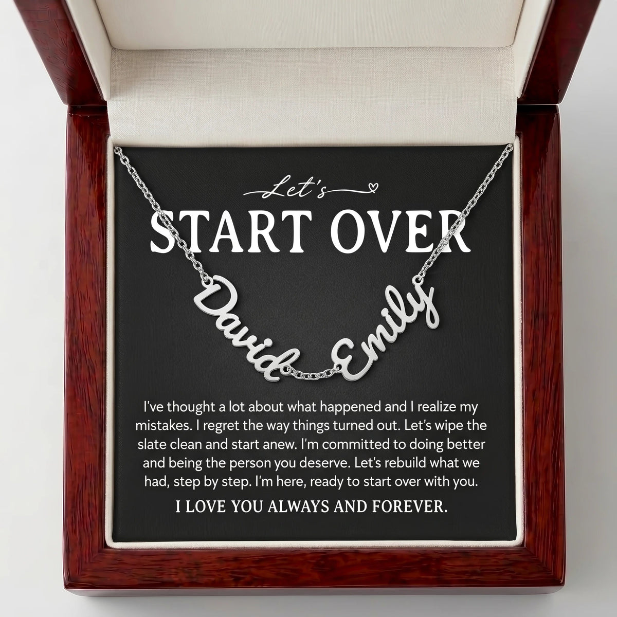 "Let's Start Over" Personalized Two Name Necklace – Say Sorry in a Way She'll Never Forget - The Love Sparkle