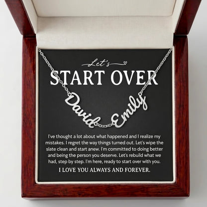 "Let's Start Over" Personalized Two Name Necklace – Say Sorry in a Way She'll Never Forget - The Love Sparkle