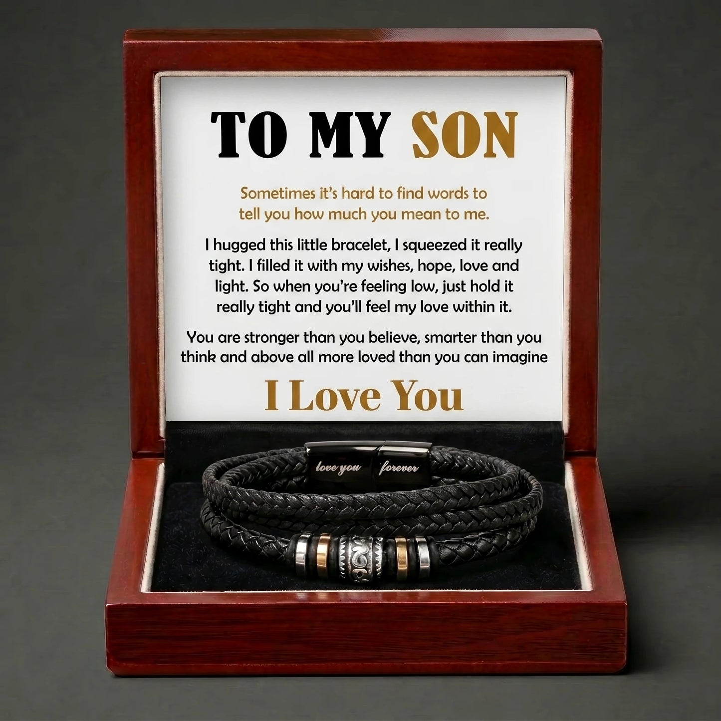 "Love You Forever" Braided Leather Bracelet for Son – Meaningful Keepsake Gift - The Love Sparkle