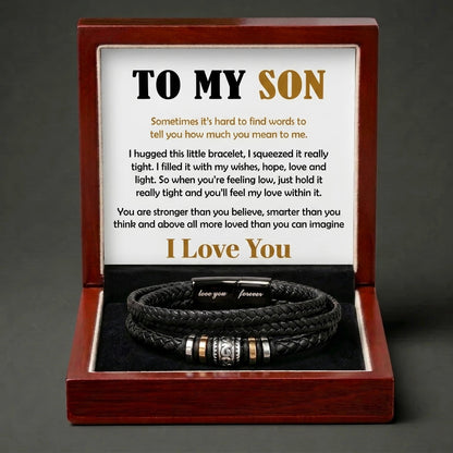 "Love You Forever" Braided Leather Bracelet for Son – Meaningful Keepsake Gift - The Love Sparkle