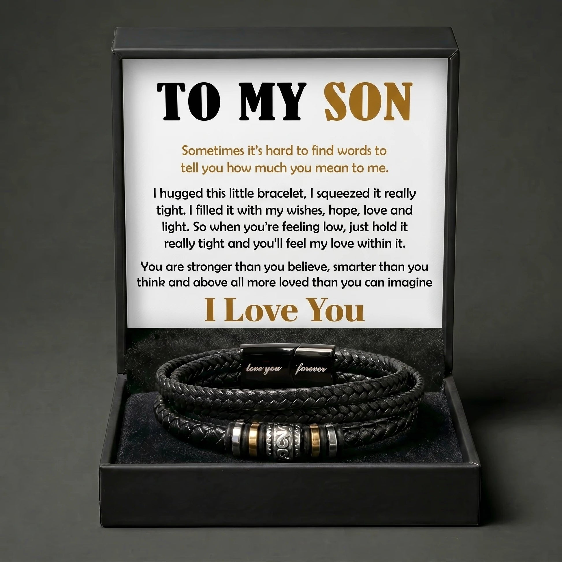 "Love You Forever" Braided Leather Bracelet for Son – Meaningful Keepsake Gift - The Love Sparkle