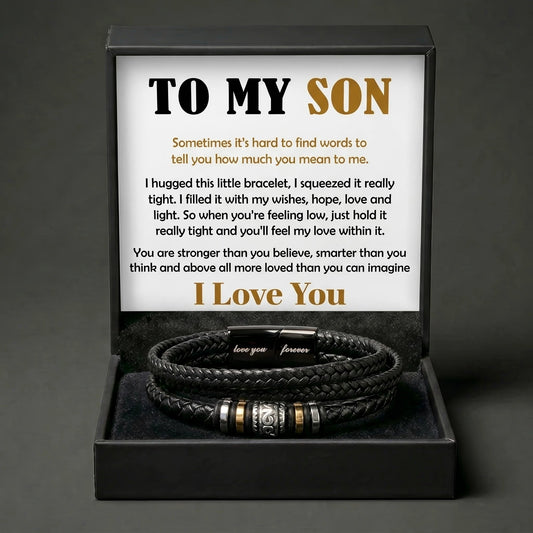 "Love You Forever" Braided Leather Bracelet for Son – Meaningful Keepsake Gift - The Love Sparkle