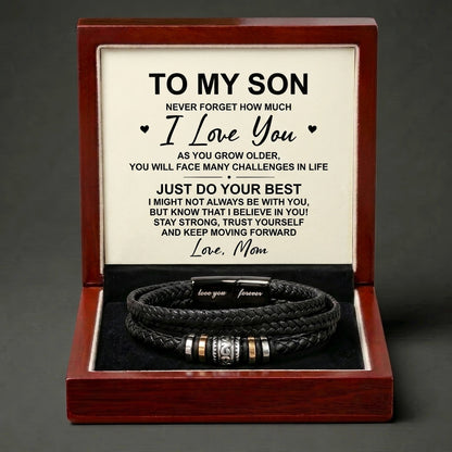 "Love You Forever" Son's Keepsake Bracelet – A Message from Mom - The Love Sparkle