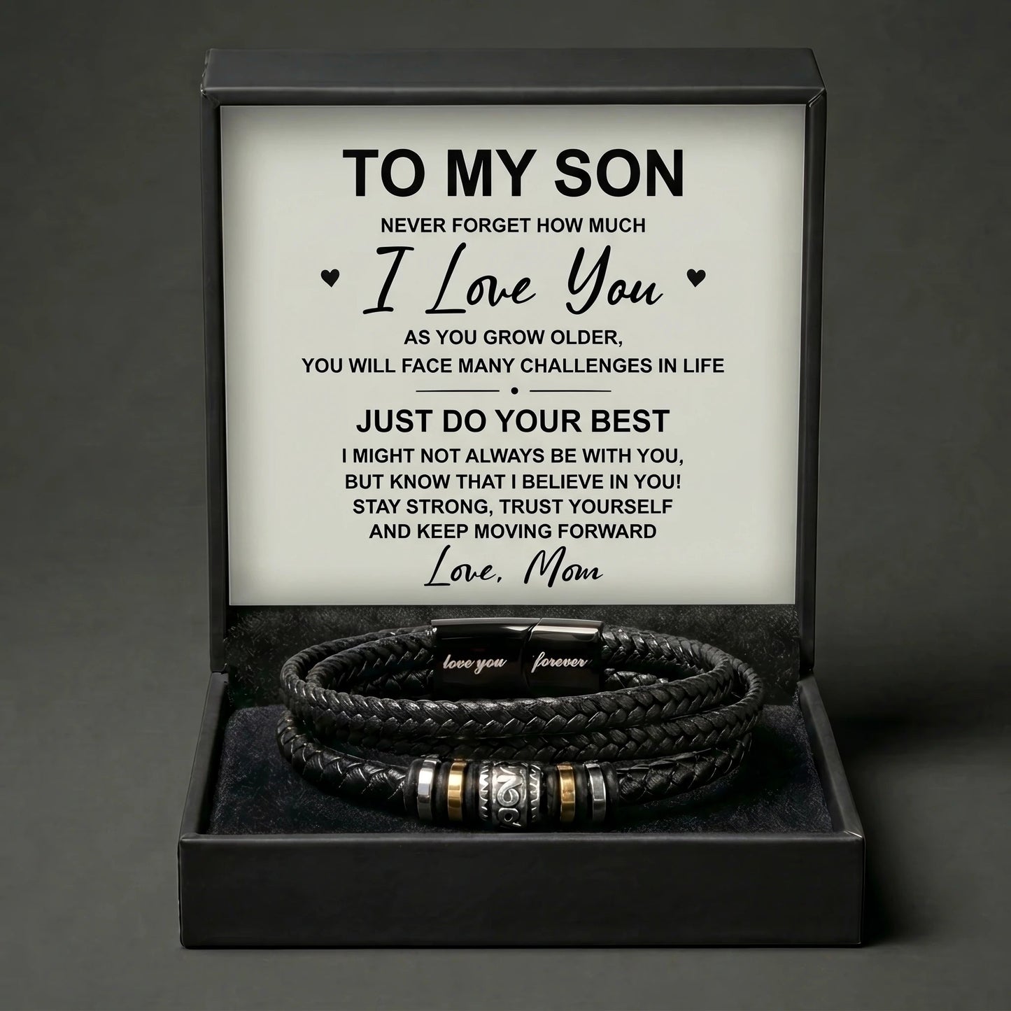 "Love You Forever" Son's Keepsake Bracelet – A Message from Mom - The Love Sparkle