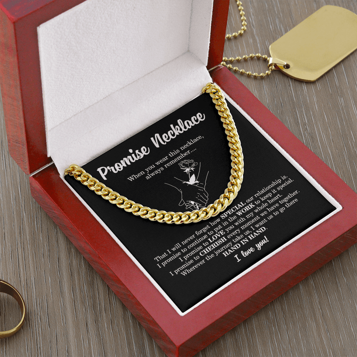 Meaningful Gift for Him - Cuban Link Chain - "I Promise to Cherish You" - The Love Sparkle
