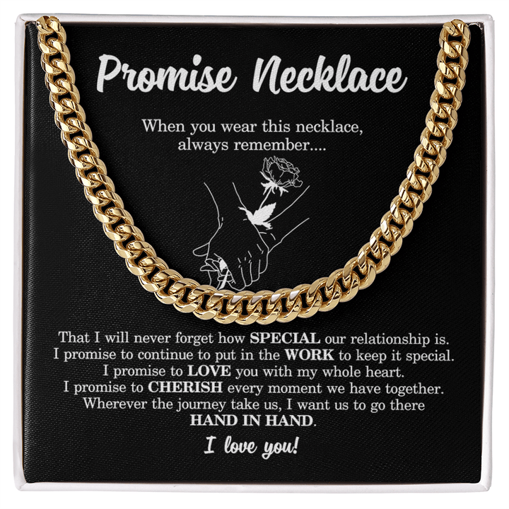 Meaningful Gift for Him - Cuban Link Chain - "I Promise to Cherish You" - The Love Sparkle