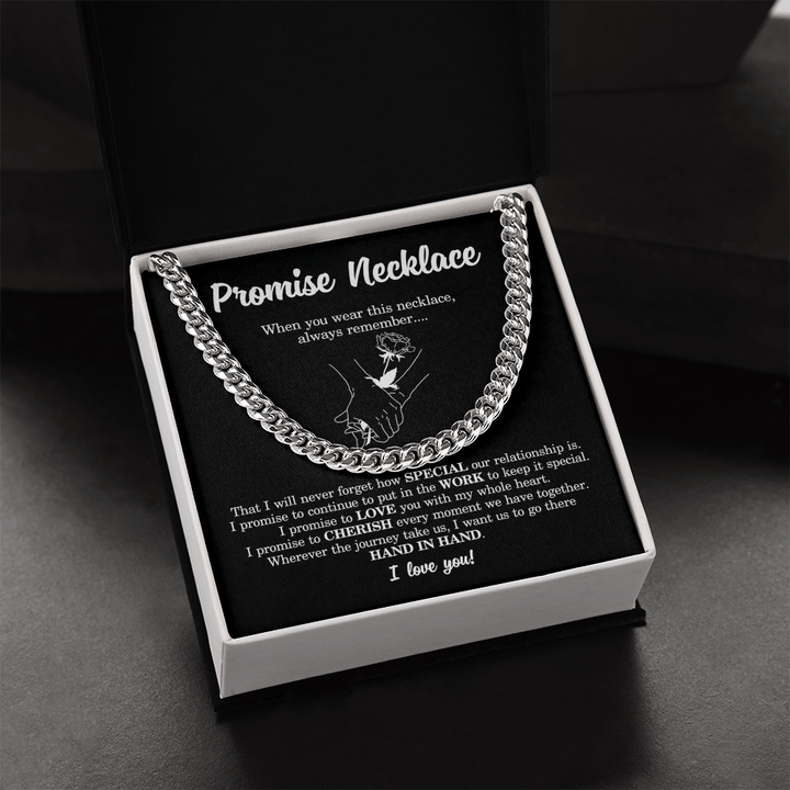 Meaningful Gift for Him - Cuban Link Chain - "I Promise to Cherish You" - The Love Sparkle