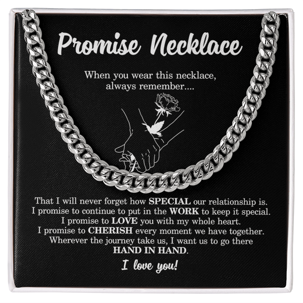 Meaningful Gift for Him - Cuban Link Chain - "I Promise to Cherish You" - The Love Sparkle
