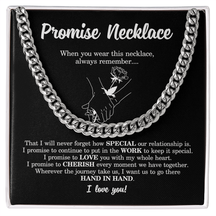 Meaningful Gift for Him - Cuban Link Chain - "I Promise to Cherish You" - The Love Sparkle