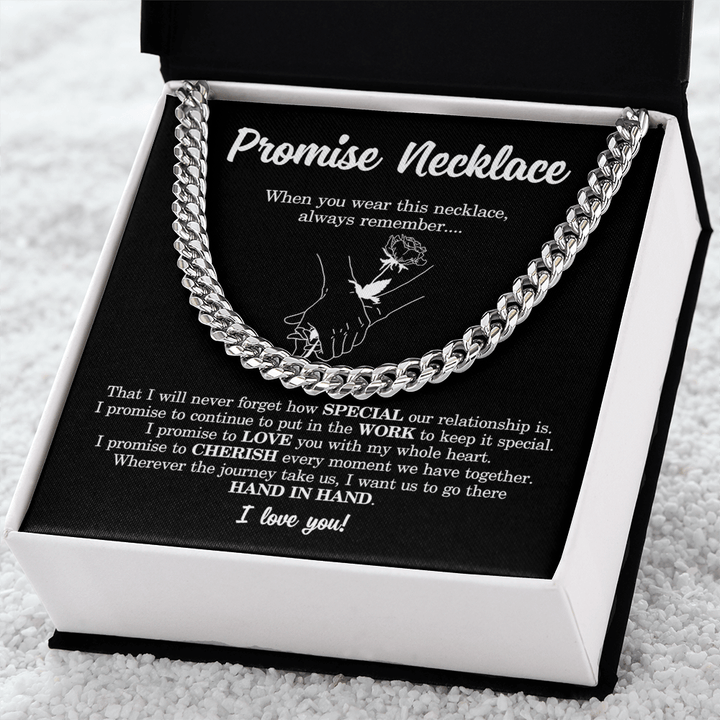 Meaningful Gift for Him - Cuban Link Chain - "I Promise to Cherish You" - The Love Sparkle