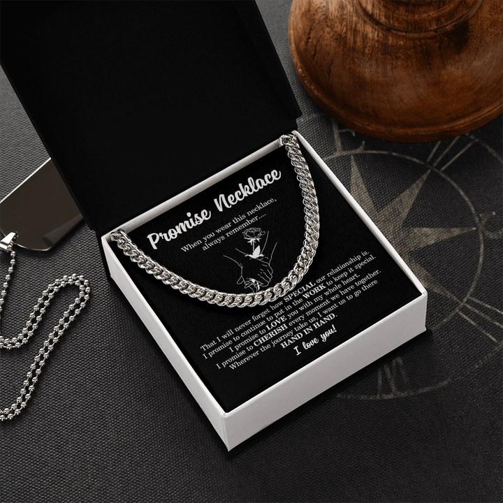 Meaningful Gift for Him - Cuban Link Chain - "I Promise to Cherish You" - The Love Sparkle