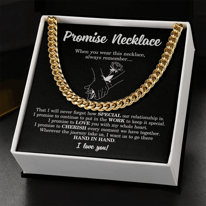 Meaningful Gift for Him - Cuban Link Chain - "I Promise to Cherish You" - The Love Sparkle