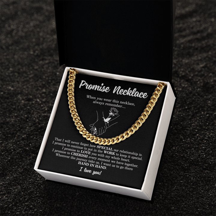 Meaningful Gift for Him - Cuban Link Chain - "I Promise to Cherish You" - The Love Sparkle