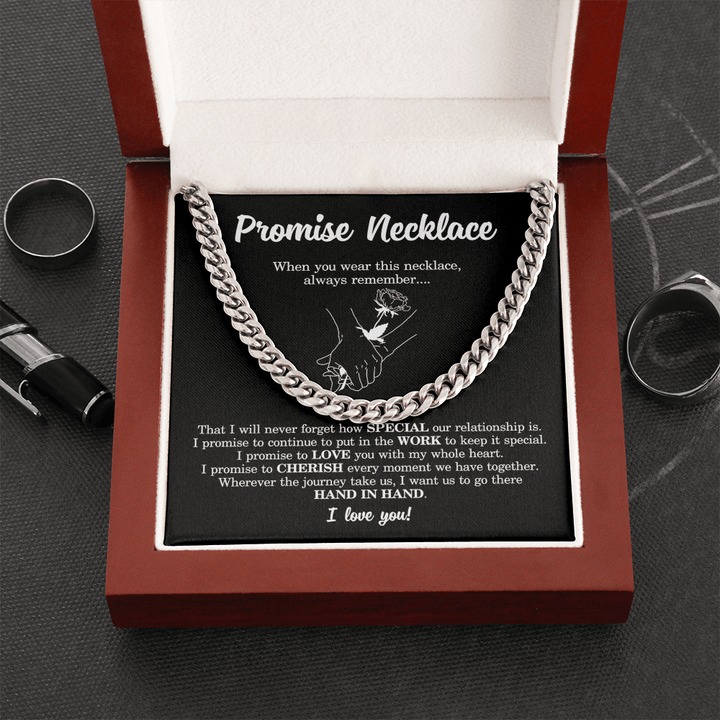 Meaningful Gift for Him - Cuban Link Chain - "I Promise to Cherish You" - The Love Sparkle