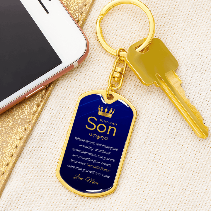 Mom to Son Gift - "Her Little Prince" Graphic Keychain, A Daily Keepsake - The Love Sparkle