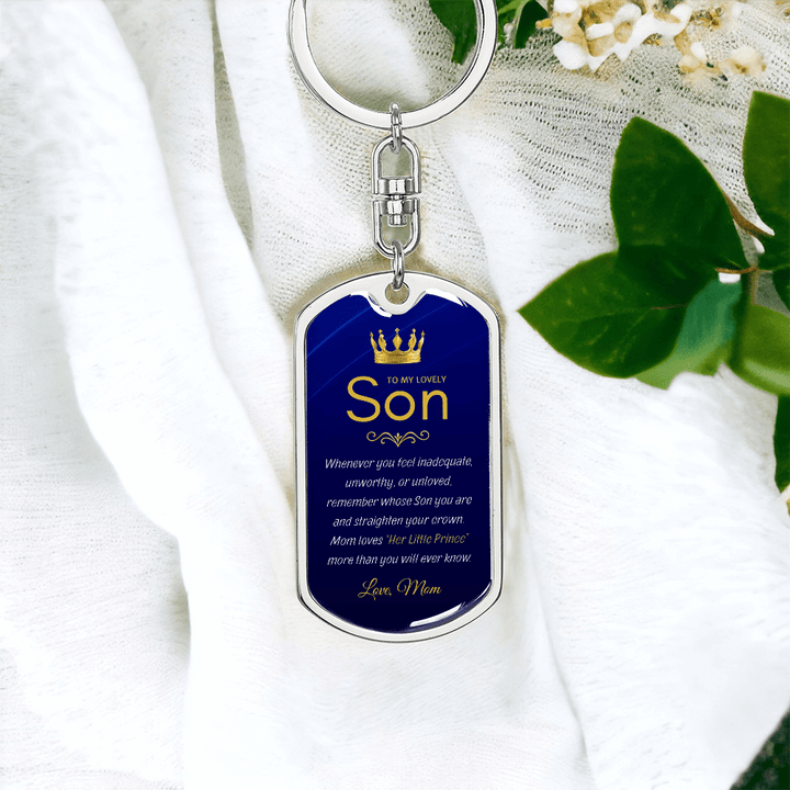 Mom to Son Gift - "Her Little Prince" Graphic Keychain, A Daily Keepsake - The Love Sparkle