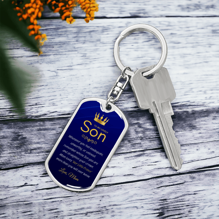 Mom to Son Gift - "Her Little Prince" Graphic Keychain, A Daily Keepsake - The Love Sparkle