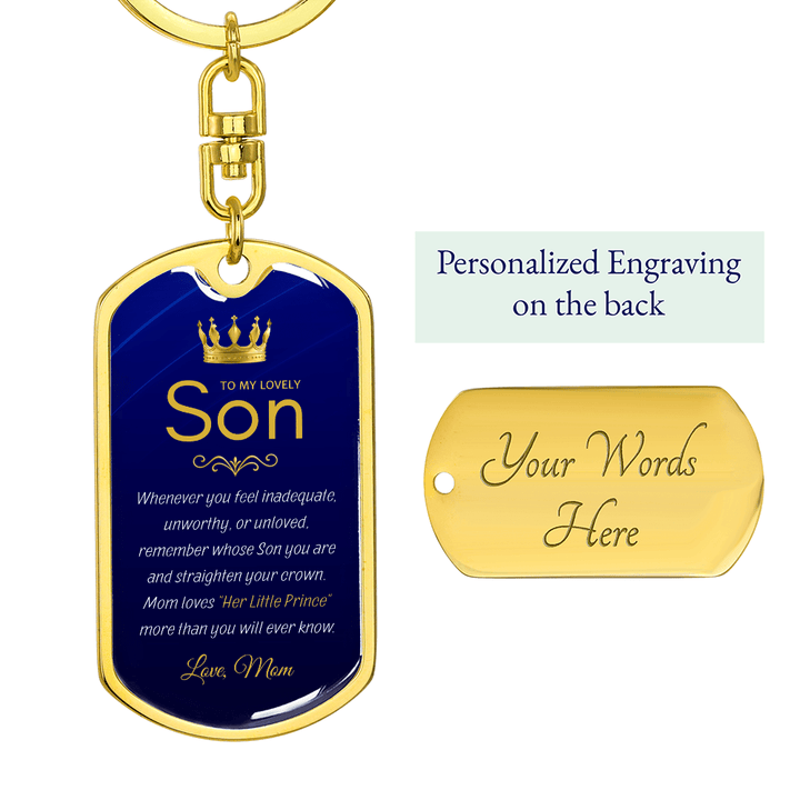 Mom to Son Gift - "Her Little Prince" Graphic Keychain, A Daily Keepsake - The Love Sparkle