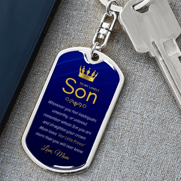 Mom to Son Gift - "Her Little Prince" Graphic Keychain, A Daily Keepsake - The Love Sparkle