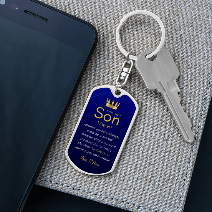 Mom to Son Gift - "Her Little Prince" Graphic Keychain, A Daily Keepsake - The Love Sparkle