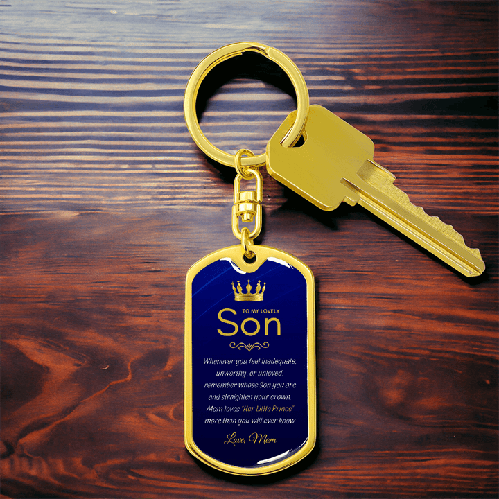 Mom to Son Gift - "Her Little Prince" Graphic Keychain, A Daily Keepsake - The Love Sparkle