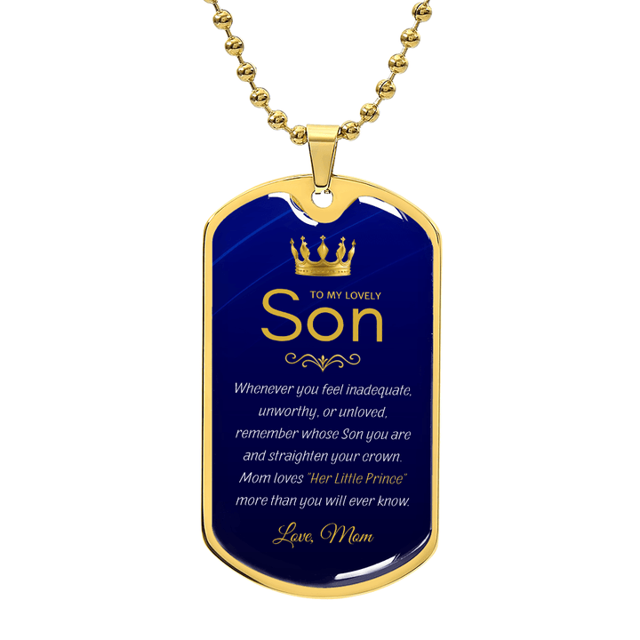 Mom to Son Gift - "Her Little Prince" Luxury Graphic Dog Tag Necklace - The Love Sparkle