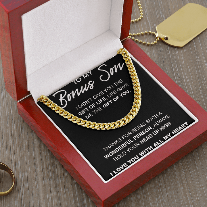 My Bonus Son, My Gift - Cuban Link Chain - The Gift of You - The Love Sparkle