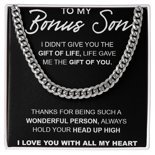 My Bonus Son, My Gift - Cuban Link Chain - The Gift of You - The Love Sparkle