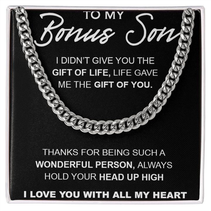 My Bonus Son, My Gift - Cuban Link Chain - The Gift of You - The Love Sparkle