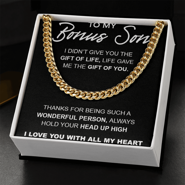 My Bonus Son, My Gift - Cuban Link Chain - The Gift of You - The Love Sparkle