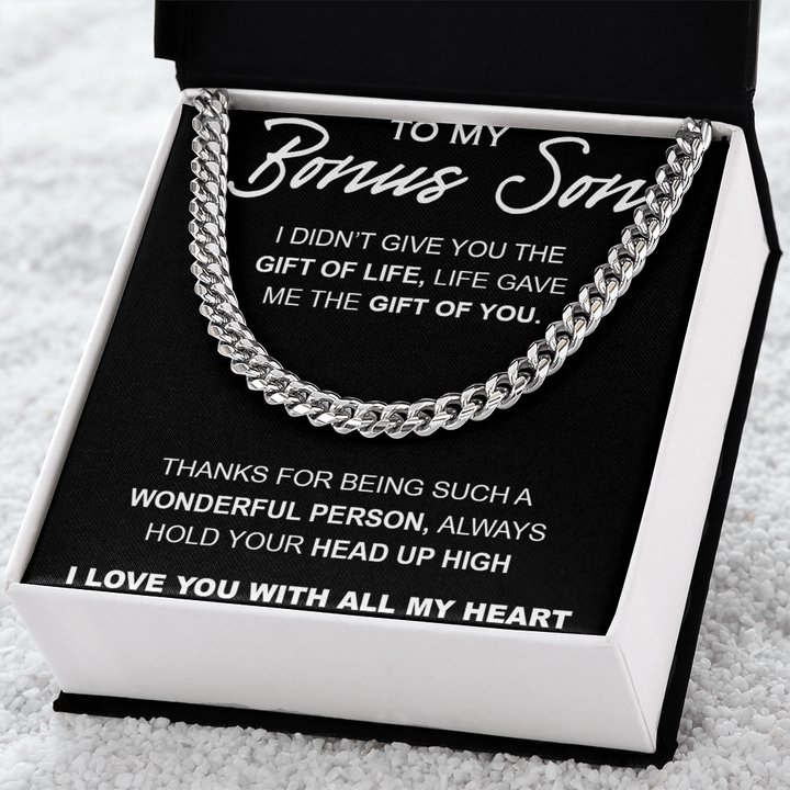 My Bonus Son, My Gift - Cuban Link Chain - The Gift of You - The Love Sparkle