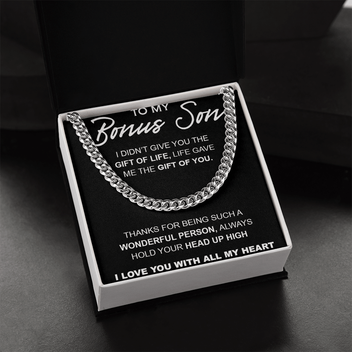 My Bonus Son, My Gift - Cuban Link Chain - The Gift of You - The Love Sparkle