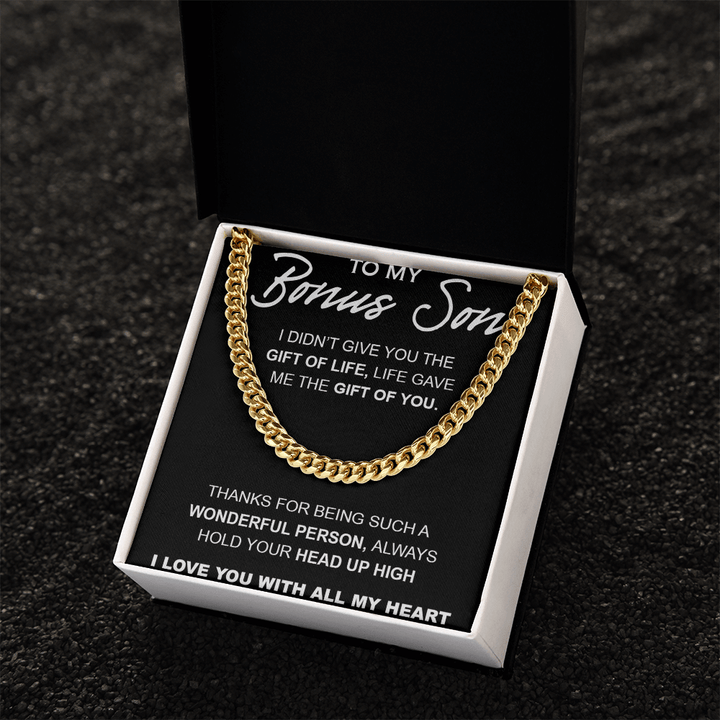My Bonus Son, My Gift - Cuban Link Chain - The Gift of You - The Love Sparkle