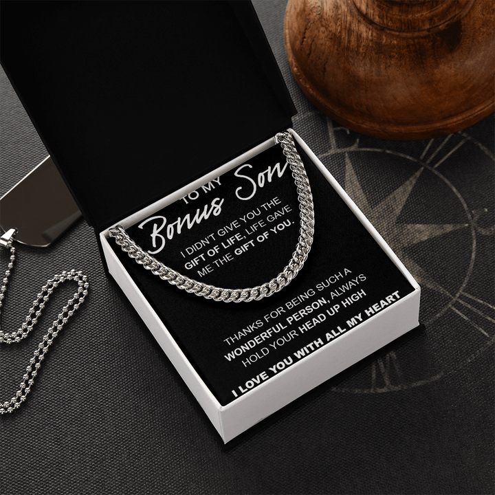 My Bonus Son, My Gift - Cuban Link Chain - The Gift of You - The Love Sparkle