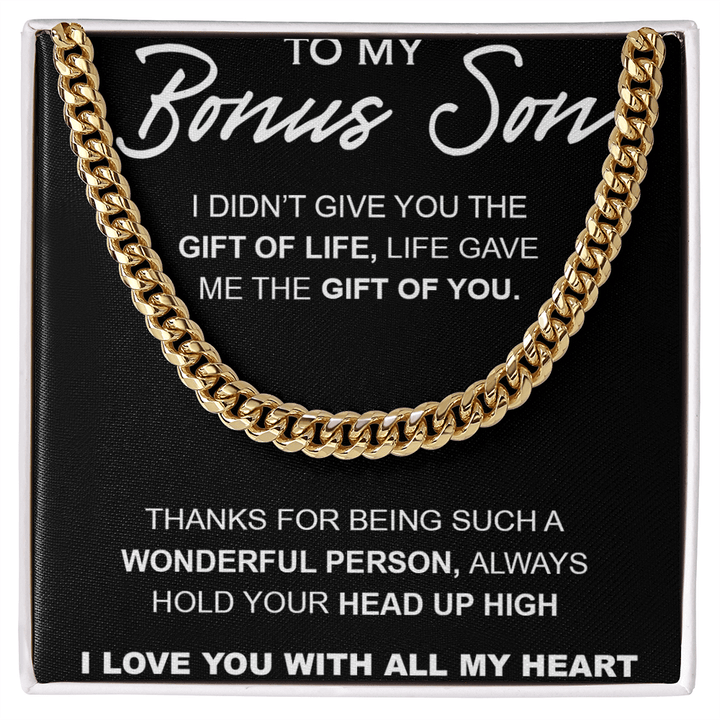 My Bonus Son, My Gift - Cuban Link Chain - The Gift of You - The Love Sparkle