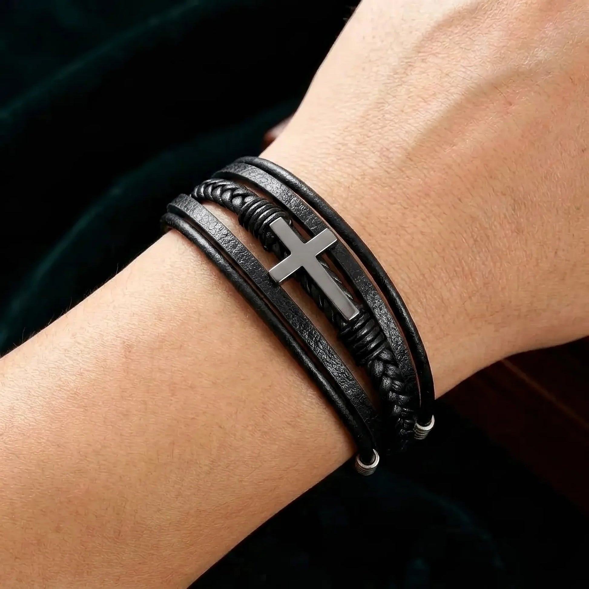 "My Everything" Men's Cross Bracelet for Husband – Meaningful Keepsake Gift - The Love Sparkle