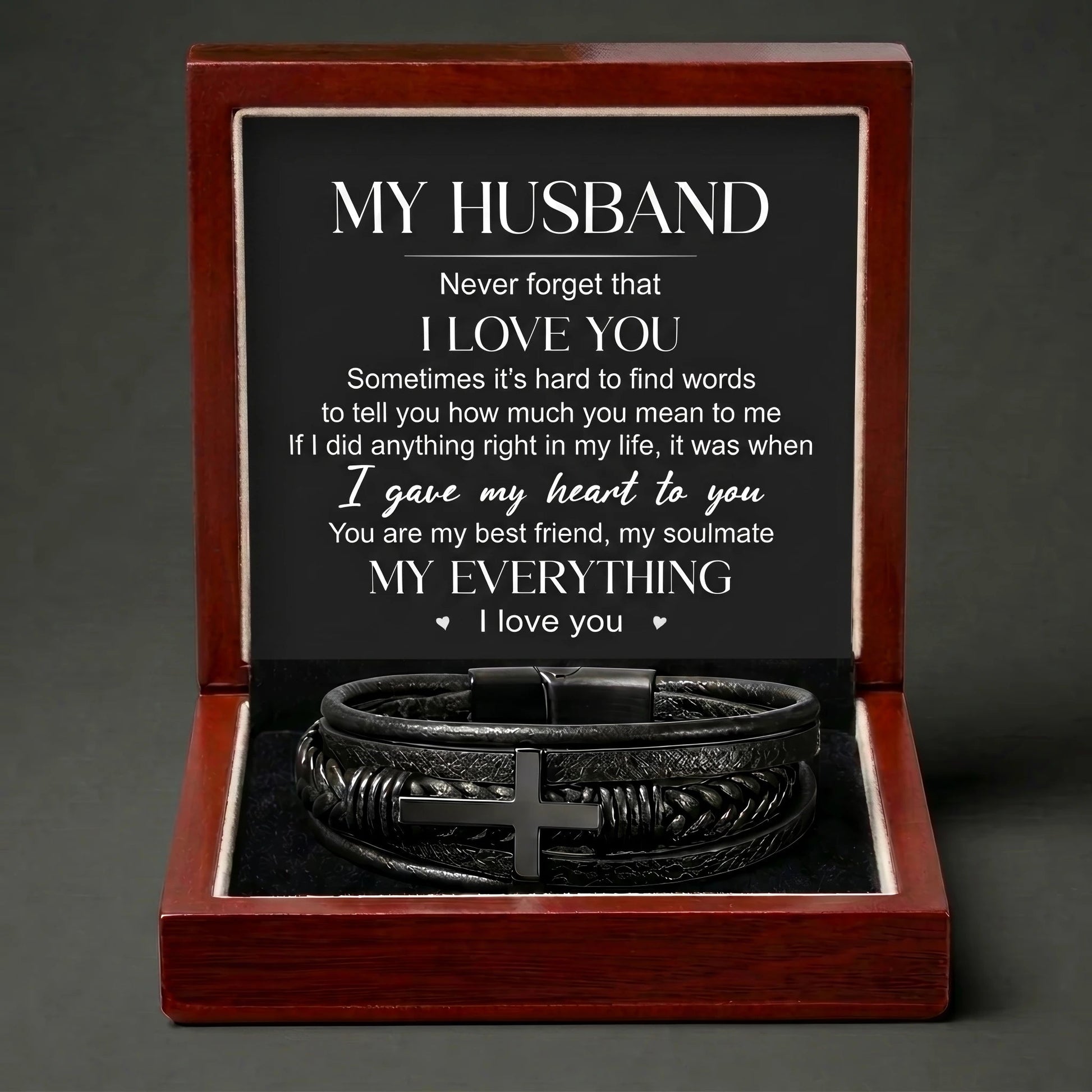 "My Everything" Men's Cross Bracelet for Husband – Meaningful Keepsake Gift - The Love Sparkle