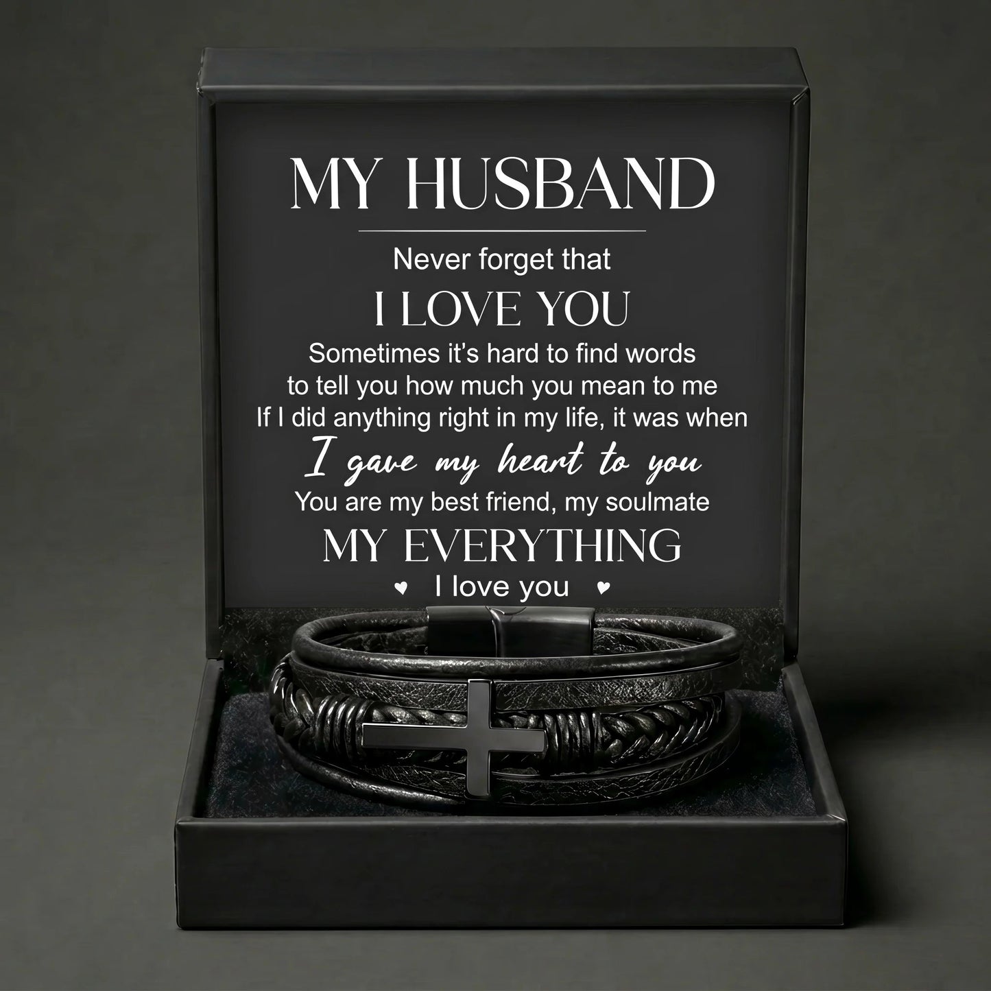 "My Everything" Men's Cross Bracelet for Husband – Meaningful Keepsake Gift - The Love Sparkle