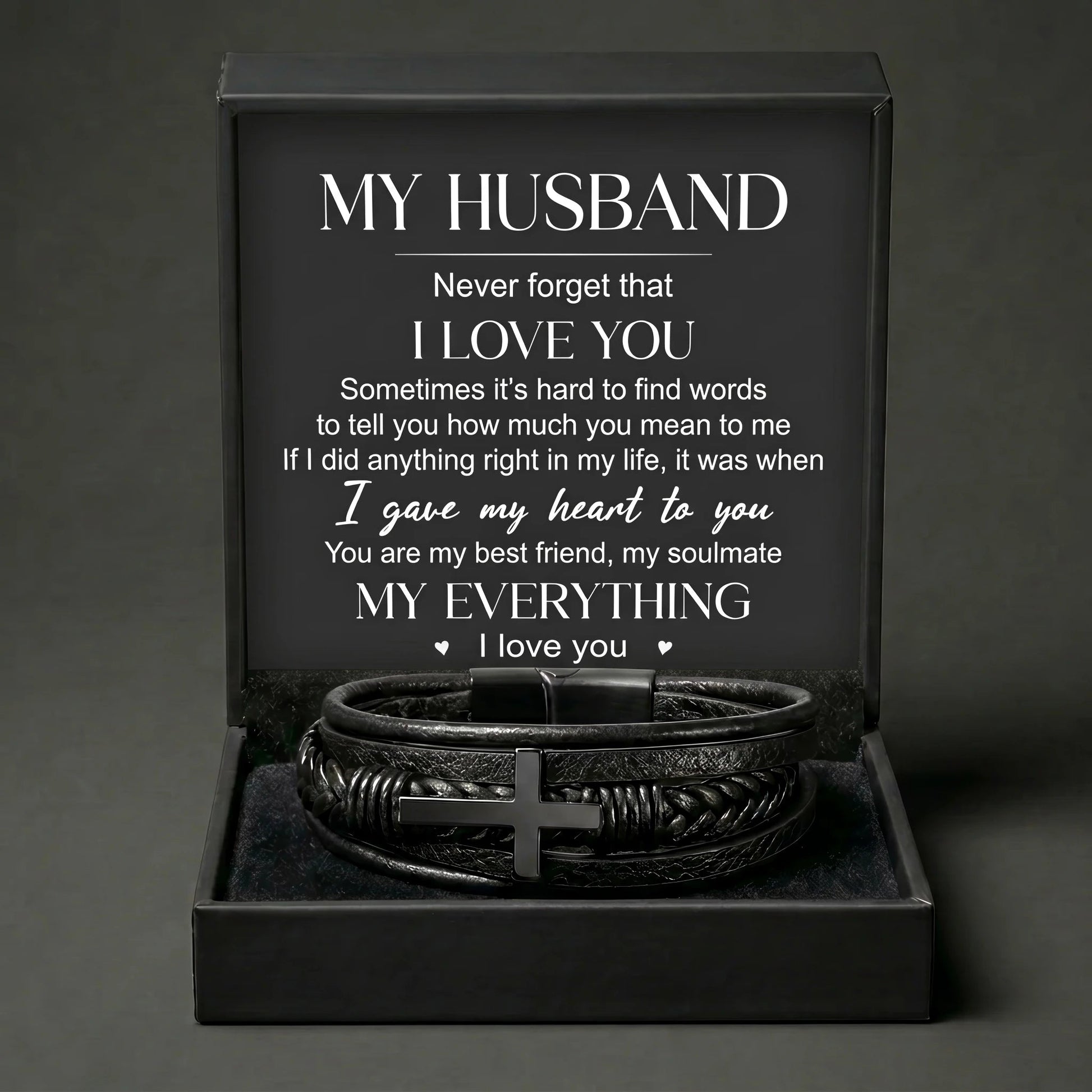 "My Everything" Men's Cross Bracelet for Husband – Meaningful Keepsake Gift - The Love Sparkle