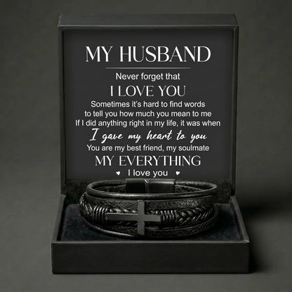 "My Everything" Men's Cross Bracelet for Husband – Meaningful Keepsake Gift - The Love Sparkle