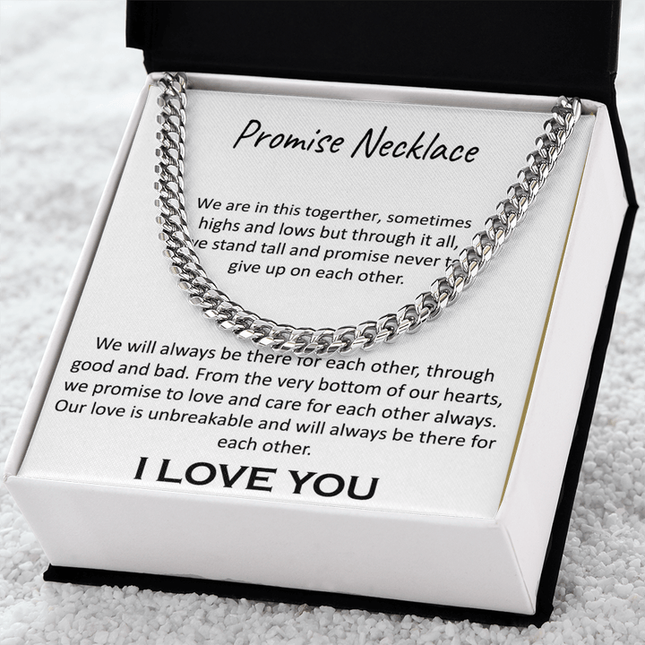 "Our Promise" Necklace - Cuban Link Chain - "In This Together" Promise Necklace - The Love Sparkle
