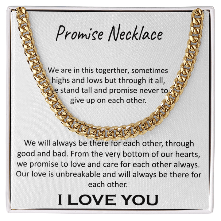 "Our Promise" Necklace - Cuban Link Chain - "In This Together" Promise Necklace - The Love Sparkle