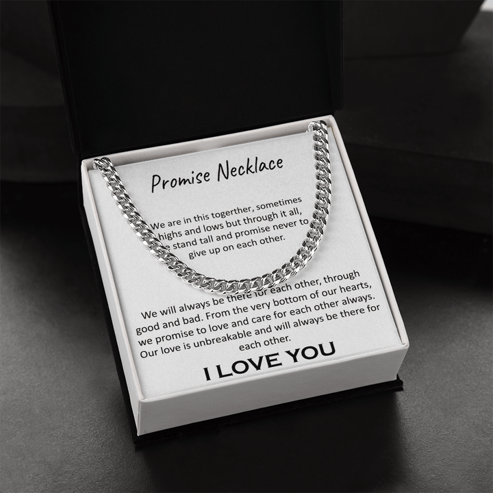 "Our Promise" Necklace - Cuban Link Chain - "In This Together" Promise Necklace - The Love Sparkle
