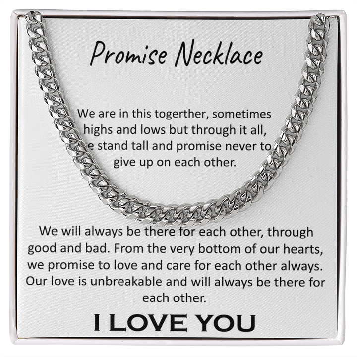 "Our Promise" Necklace - Cuban Link Chain - "In This Together" Promise Necklace - The Love Sparkle