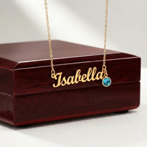 Personalized Name Necklace with Birthstone – Custom Elegant Jewelry - The Love Sparkle