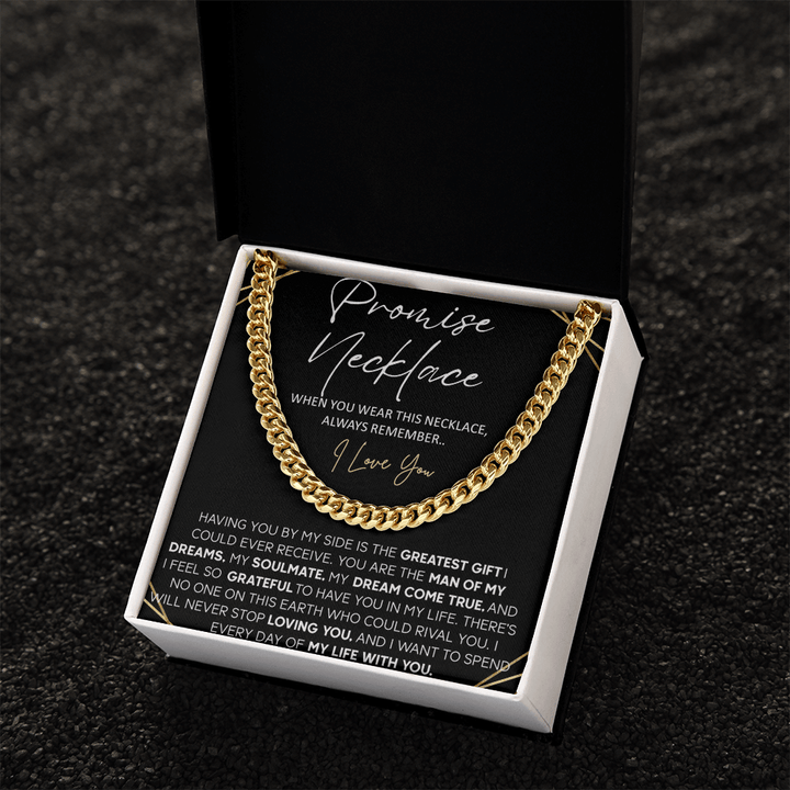 Promise Necklace for Him - Cuban Link Chain - "Spend My Life With You" - The Love Sparkle