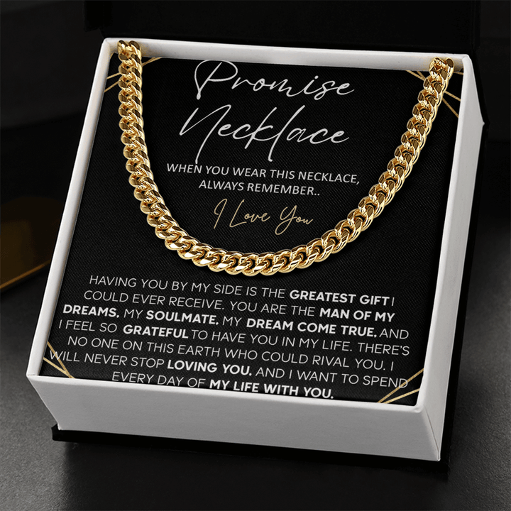 Promise Necklace for Him - Cuban Link Chain - "Spend My Life With You" - The Love Sparkle