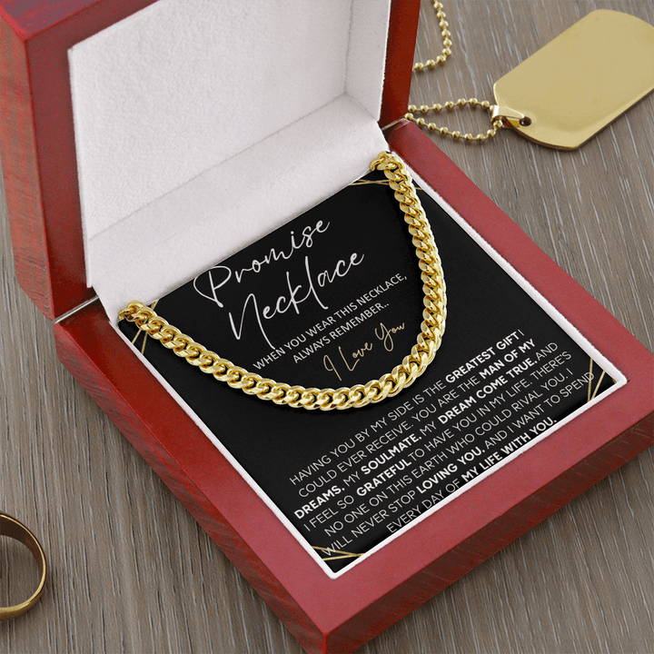 Promise Necklace for Him - Cuban Link Chain - "Spend My Life With You" - The Love Sparkle